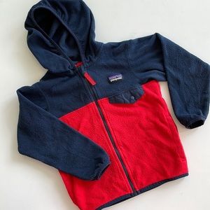 Patagonia Lightweight Hooded Fleece - Red and Navy